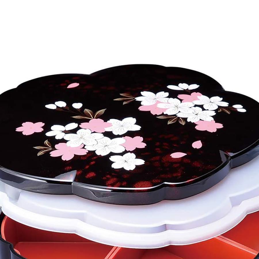 みよし漆器本舗 紀州塗り 7.5寸 桜型 二段オードブル 重箱 別甲 さくら