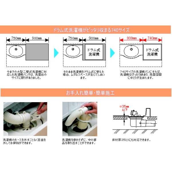 TOTO ※品番： PWP740N2W / TOTO：洗濯機防水パン 740サイズ 洗濯機パン