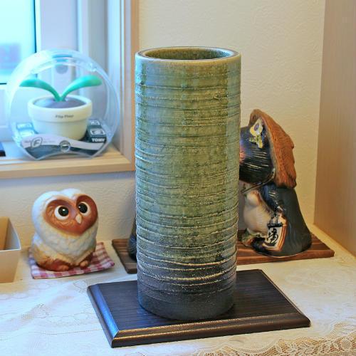 信楽焼 花瓶 ビードロ 轆轤目 おしゃれ 一輪挿し 花入 陶器 花びん