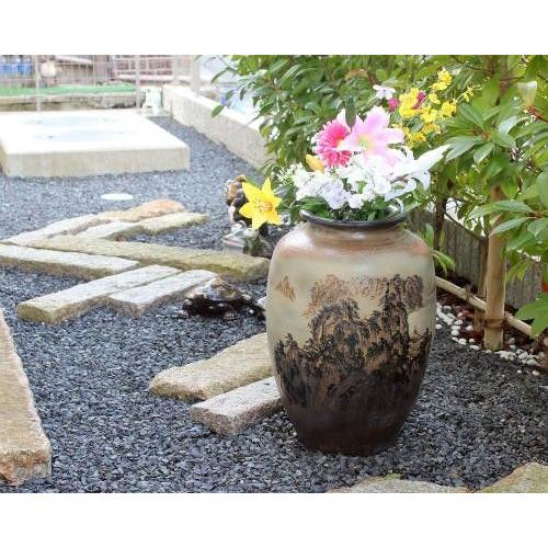 在庫数限り 信楽焼 大きな 花瓶 山絵 大壷 18号 おしゃれ 大壺 つぼ