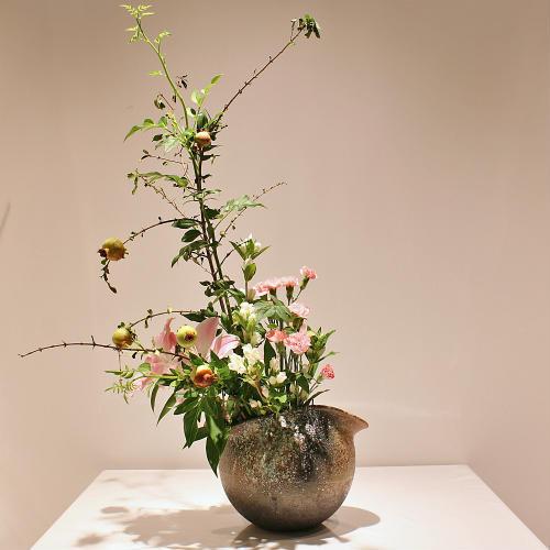 ポイント3倍]信楽焼 花器 窯変 ひねり 丸 陶器 花瓶 生け花 和風 華道