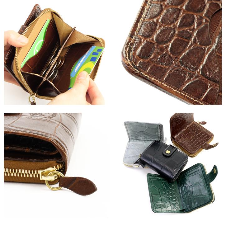 IL BISONTE（イルビゾンテ） 財布 二つ折り財布 クロコエンボスド二