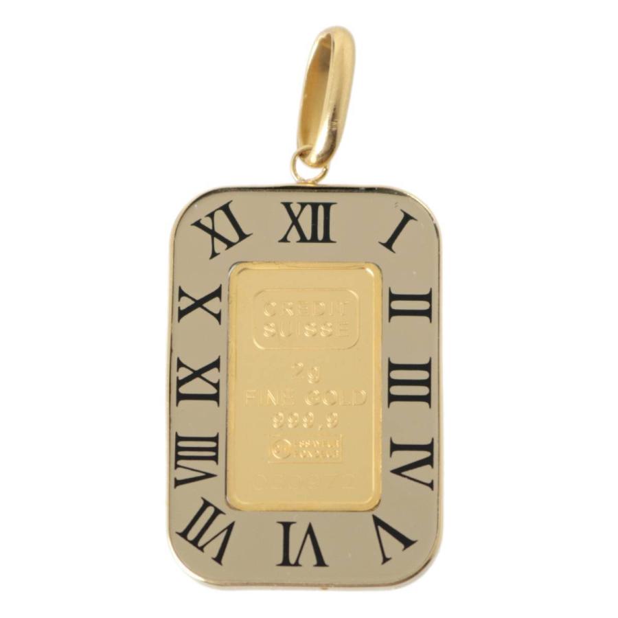 クレディスイス 2g インゴット K18枠 ペンダントトップ 純金インゴット