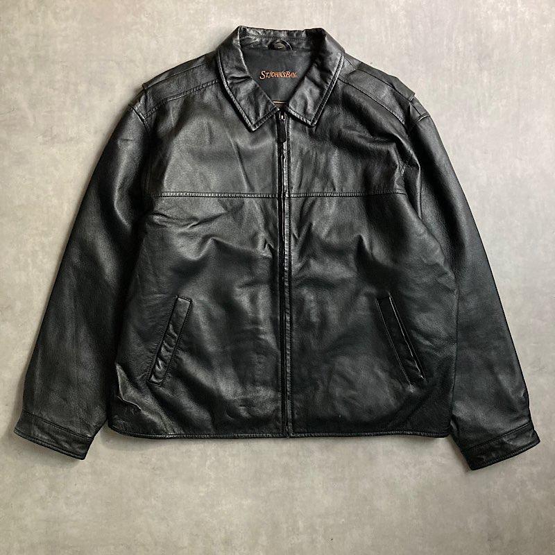 J.CREW（ジェイクルー） ST.JOHN'S BAY Leather Jacket BLACK/XXL