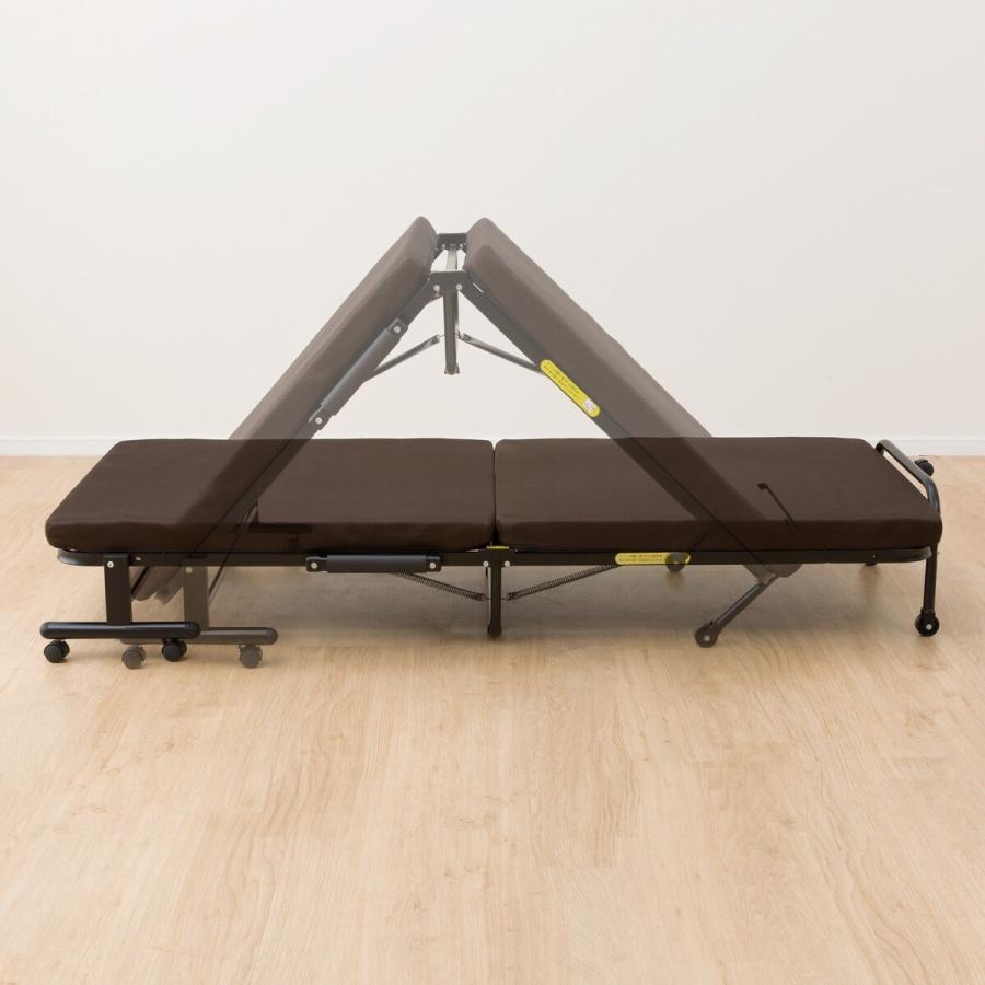 ベッド 折りたたみベッド(レビン2 BR)シングルより少しコンパクト