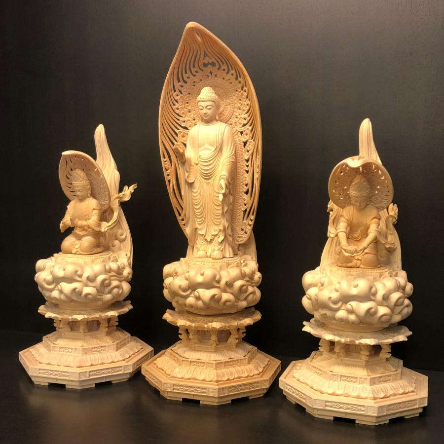 脇士 観音菩薩 勢至菩薩 木地仕立 品番W-13（阿弥陀如来6寸 G-5 適合