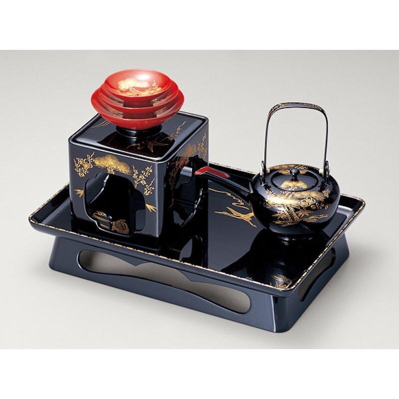 お屠蘇セット 屠蘇器 おとそセット 越前漆器 酒器 和食器 黒塗り 沈金