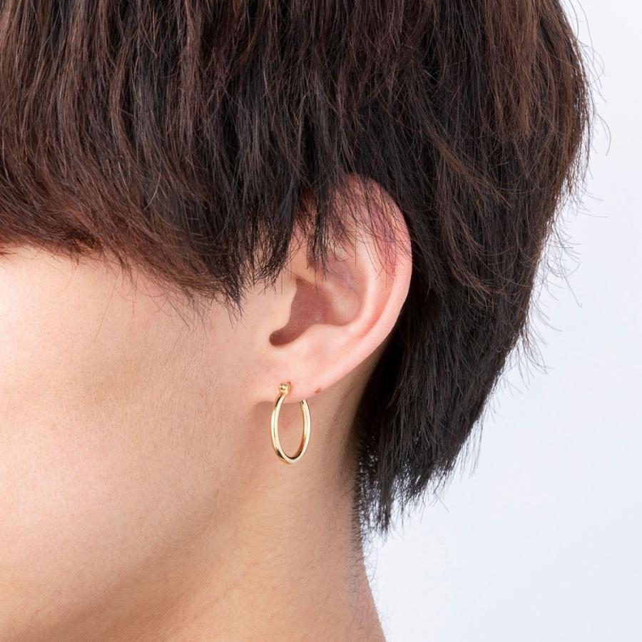 ポストのみ18金 フープピアス メンズ レディース 2mm×20mm K18 18K K18