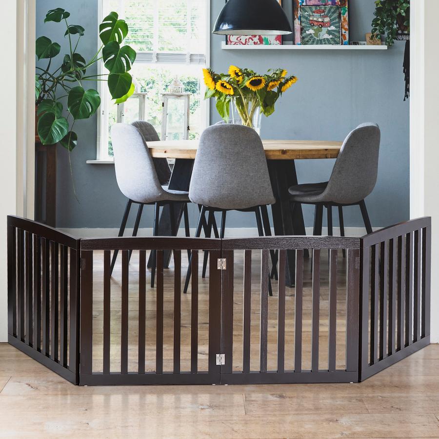 ZENY【セール価格】木製犬用ゲート 4枚 新色 茶色 ブラウン ペット