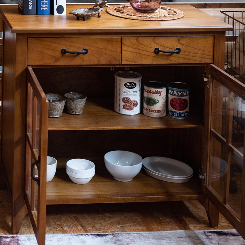 ガラス キャビネット 食器棚 おしゃれ リビング 収納 木製 天然木 幅