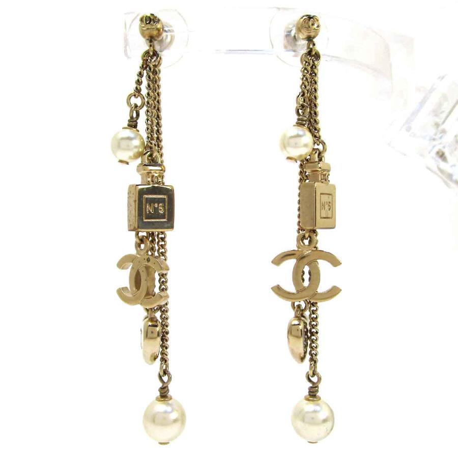 シャネル アクセサリー B18B No.5 フェイクパールピアス ブロンズ系