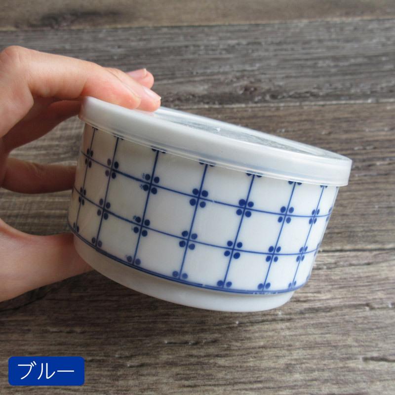 スクエアドットスタック鉢（2色選択）/ 蓋付き 陶器 保存容器 タッパー