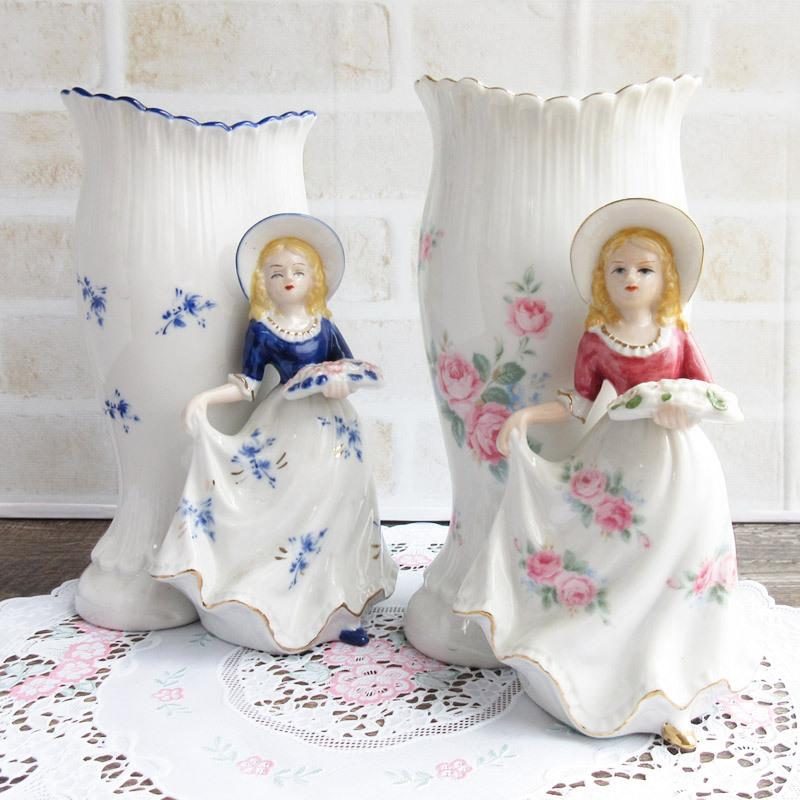 花瓶 600cc ノベルティ 西洋陶器 昭和レトロ 陶器の人形 フィギュア