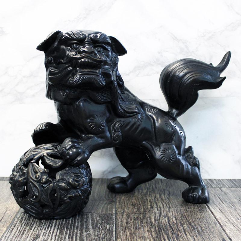 完売】玉獅子 置物 / 鉄製 和風置物 獅子 悪霊退散 縁起物 神社仏閣 魔
