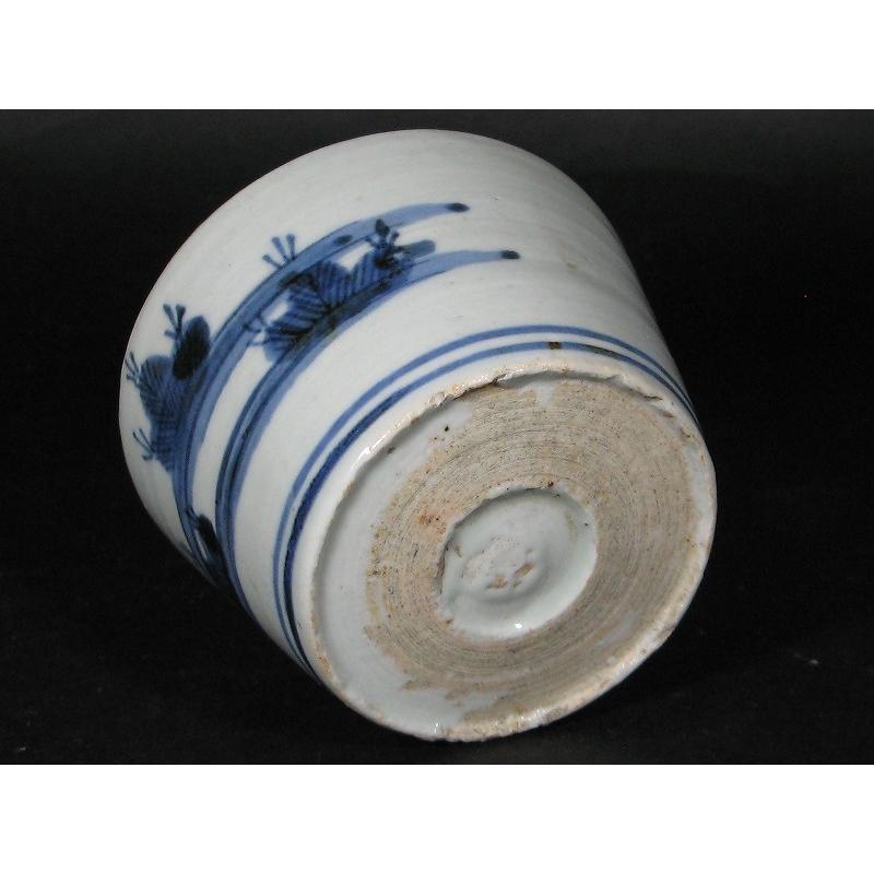 古伊万里 染付 松文 見込み岩波文 蛇の目高台 縁紅 蕎麦猪口 (17) : SK