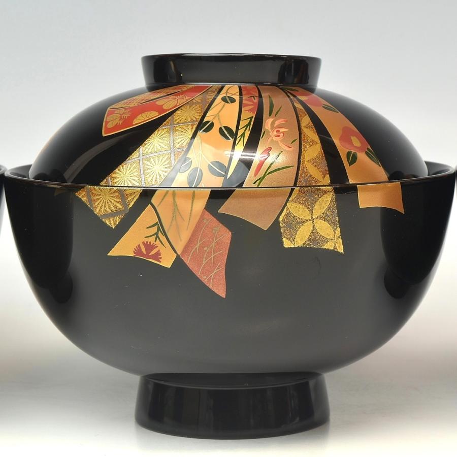 高級輪島塗 熨斗蒔絵 煮物椀五客 高級輪島塗熨斗蒔絵煮物椀五客