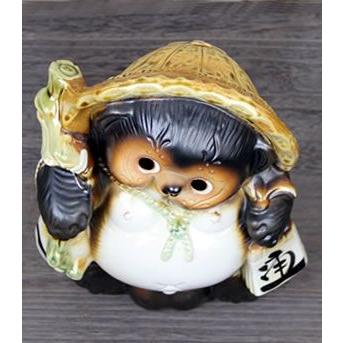 信楽焼 8号ひねり狸オス たぬき タヌキ 狸 開運 縁起物 厄除け 可愛い