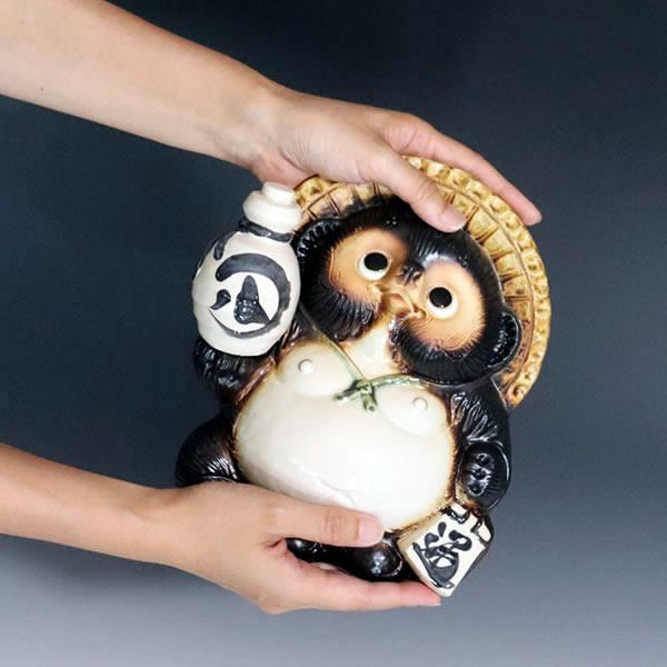 信楽焼 6号とっくり上げ狸 たぬき タヌキ 置物 縁起物 開運 ギフト