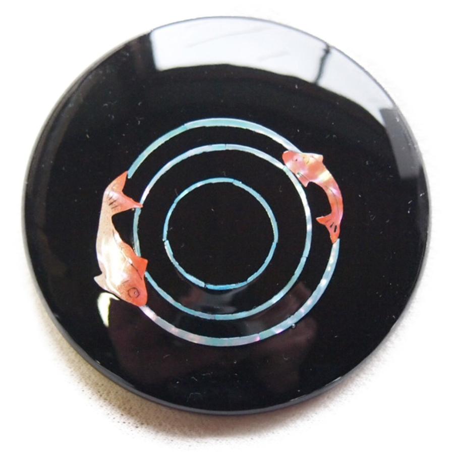 平安 手鏡 コンパクト 螺鈿装飾 伝統工芸 高岡漆器 日本製 金魚 : 和柄