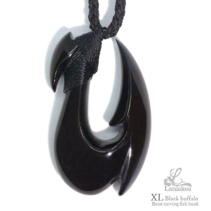 ハワイアンジュエリー ボーンカービング XL ブラック フィッシュフック