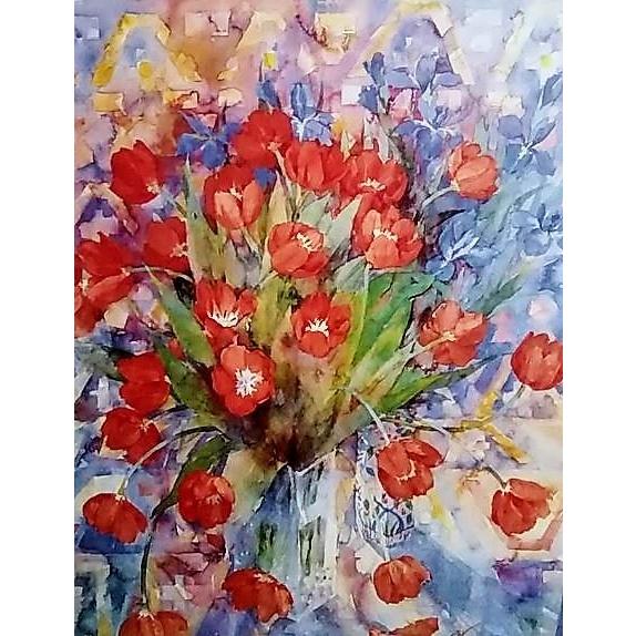 金運☆SHIRLEY FELTS 水彩画 花束 大キャンパス 金運☆SHIRLEY FELTS