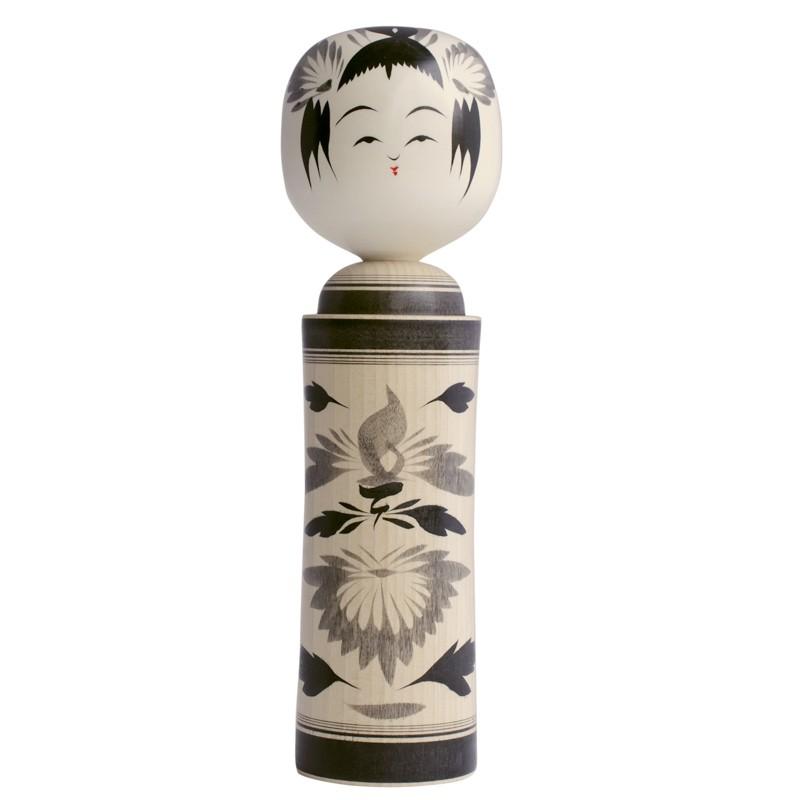 鳴子系 伝統こけし こけし 墨 九寸 約27cm こけしの岡仁 岡崎 靖男作