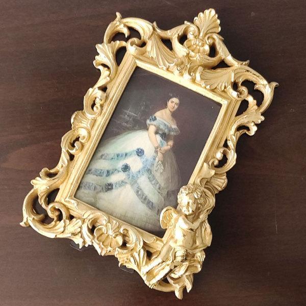 刻まれた額縁ヴィンテージフォトフレームゴールデンガラスフロント