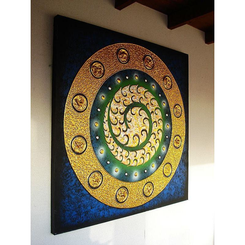 マンダラ絵 伝統的なアジア風 金色フレーム