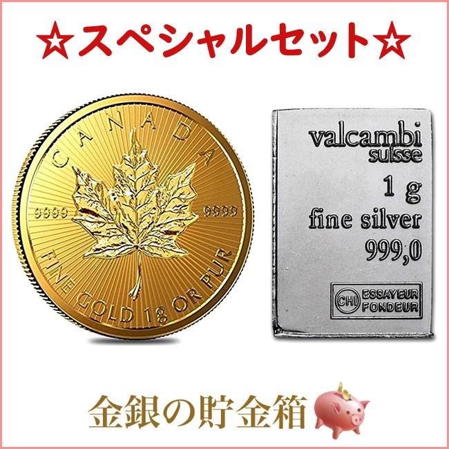 メイプル金貨 1g + スイス ヴァルカンビ 純銀 カナダ 純金 コイン