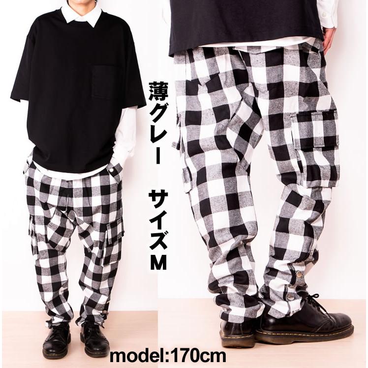 サルエルパンツ メンズ サルエル チェック B024 : スピードオレンジ