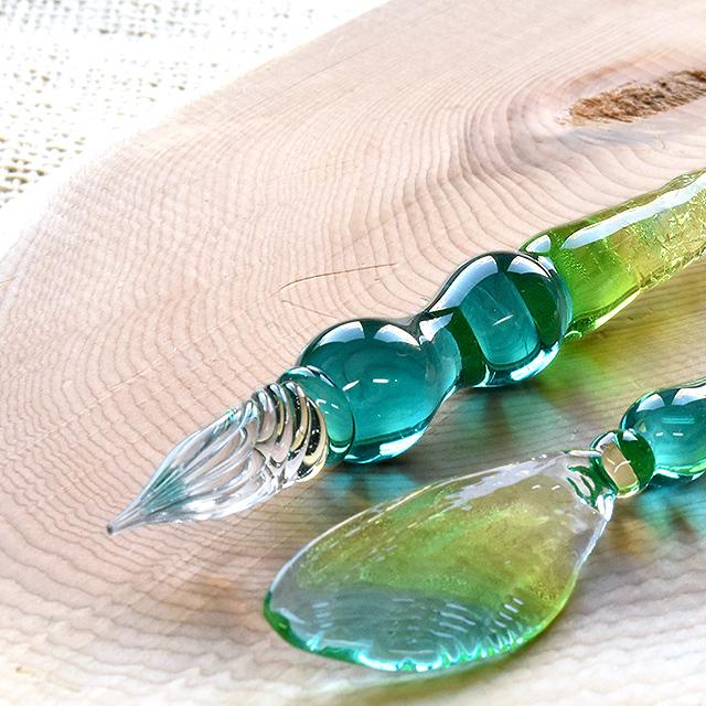 ガラスペン 日本製 Pent ペント 硝子工房YUKI ふわり こもれびグリーン