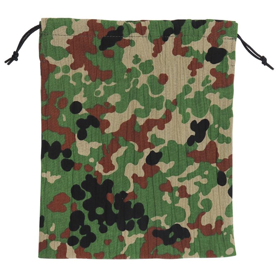 巾着袋 陸上自衛隊 陸自迷彩 甚平生地製巾着袋(大) BAE024 自衛隊