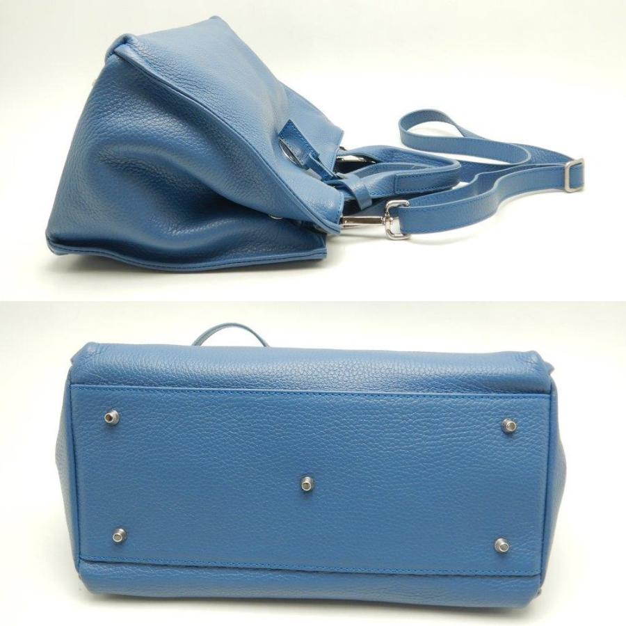 美品】 かねまつ メッシュ ショルダーバッグ ブルー 2way イタリア製