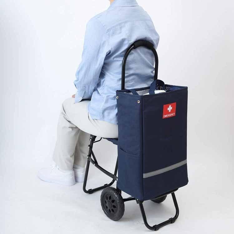 防災ダイレクト 地震対策30点避難セット＋イス付き防災キャリーカート