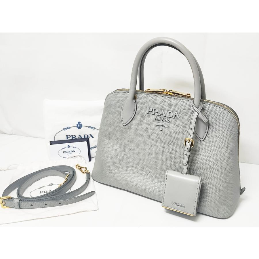 PRADA プラダ 2WAYハンドバッグ 1BA002 サフィアーノ グレー