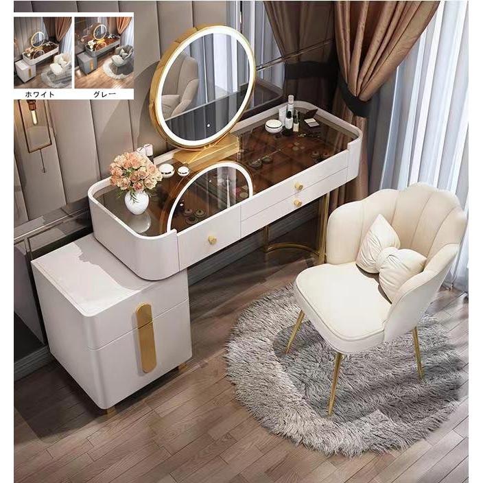 F＆I ドレッサー おしゃれ 自社製品 北欧風 鏡台 オシャレ お姫系 LED