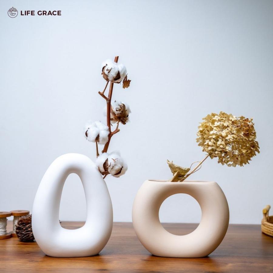 ドーナツ型 花瓶 陶器 フラワーベース 花びん 一輪挿し マット 生花