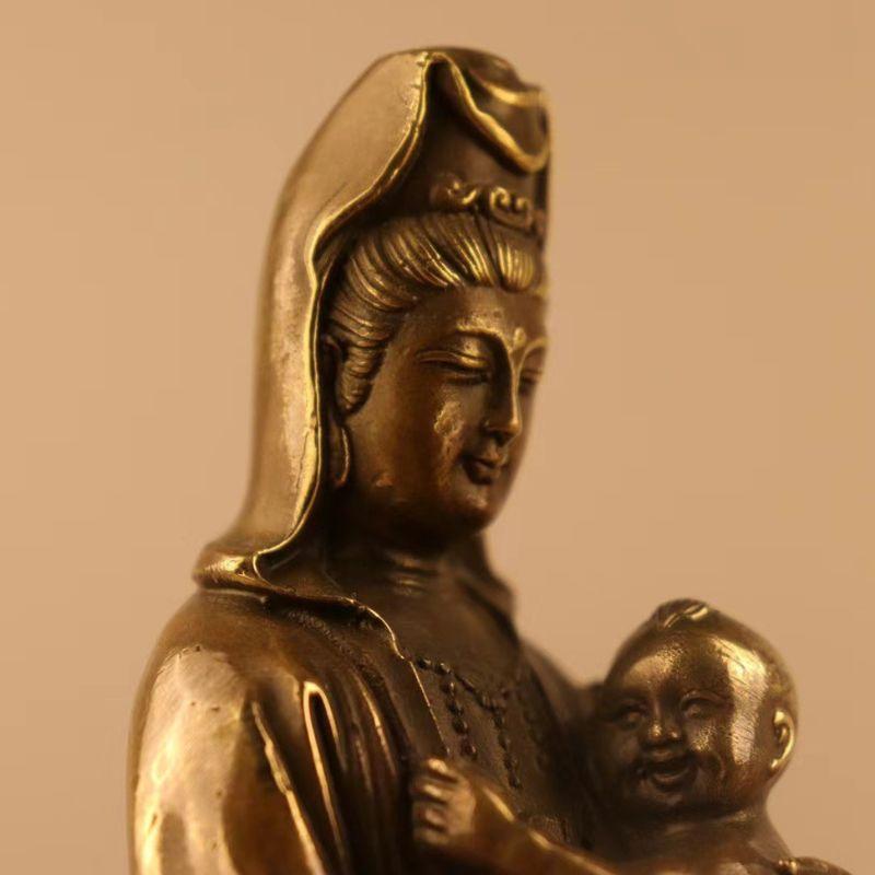 仏教美術 仏像 送子観音菩薩銅像 銅製品 工芸 品置物 仏教美術 仏像 送
