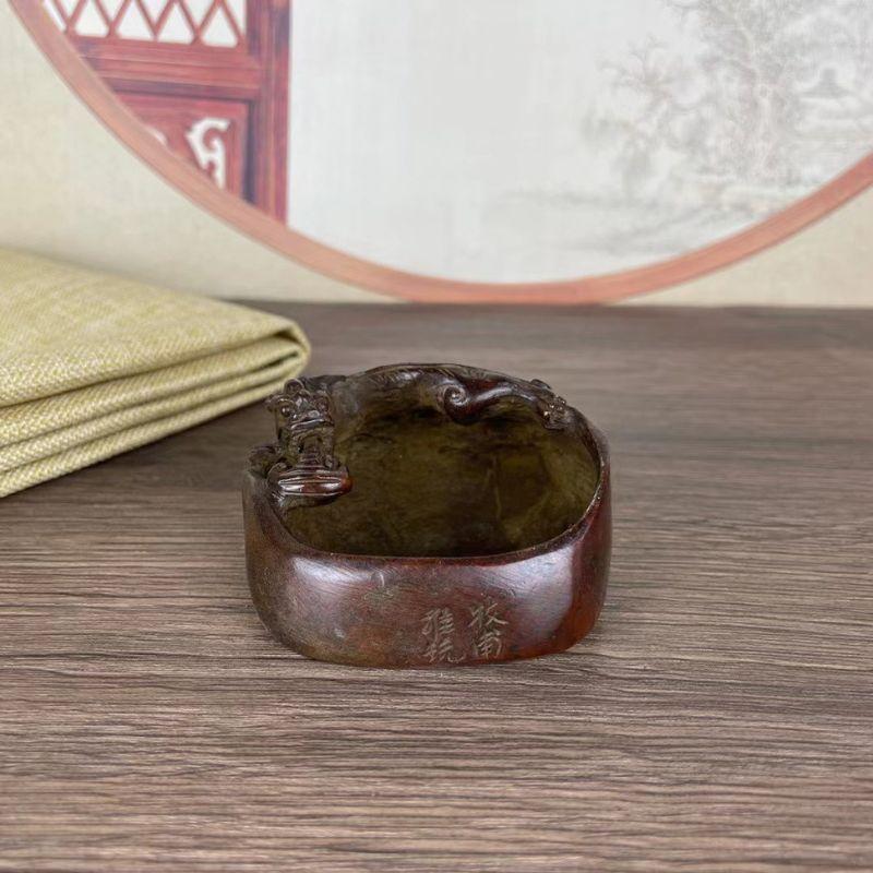 筆洗 筆置き 龍 ドラゴン 彫刻 文房四宝 書道用品 水盂 墨汁皿 風水