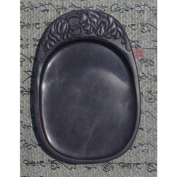 端渓硯 麻子坑 彫刻硯 8吋 瓜と葉の彫刻 すずり : 書道用品 緑風店