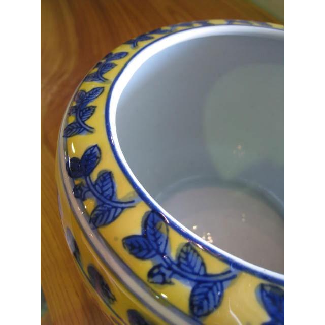 ミニ火鉢 黄底 大 めだか アンティーク 水鉢 陶器 5号 シノワズリ