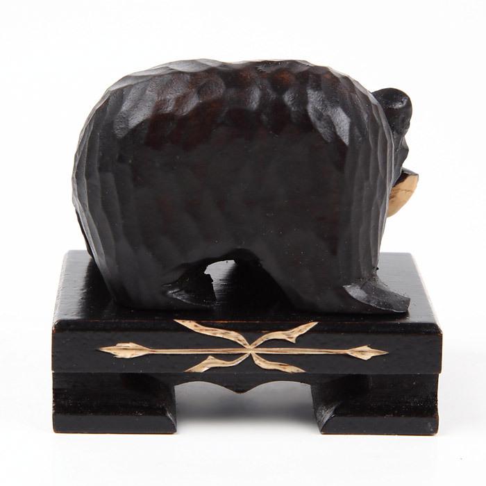 木彫りの熊 鮭喰い熊 台付き 5cm 手彫り アイヌ 民族 北海道土産