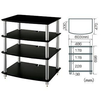HF04BS 棚板ブラック支柱シルバーオーディオラック オプション支柱長