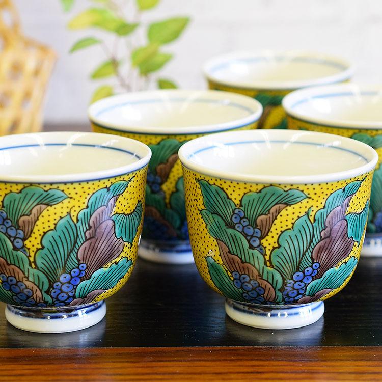 九谷焼 来客用 湯呑み 5客セット 吉田屋おもと 和食器 湯呑み茶碗 : 和