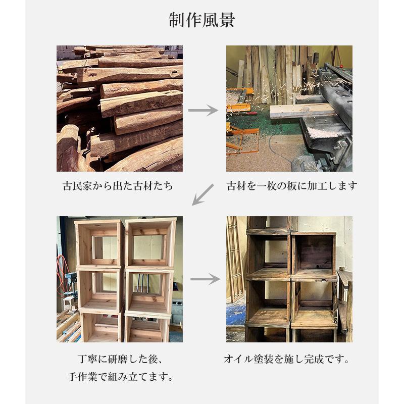 1月末で販売終了 古材 キューブボックス 扉付き 単品 本棚 ラック 棚