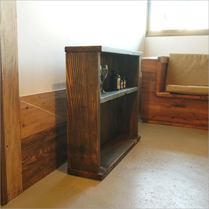 古材 オープンシェルフ 木製 ラック 棚 収納棚 和風 飾り棚 天然木 2段