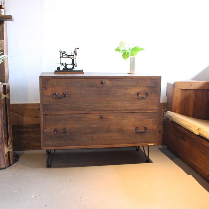 リメイク桐箪笥 チェスト 幅90cm 2段 和箪笥 アンティーク家具 和