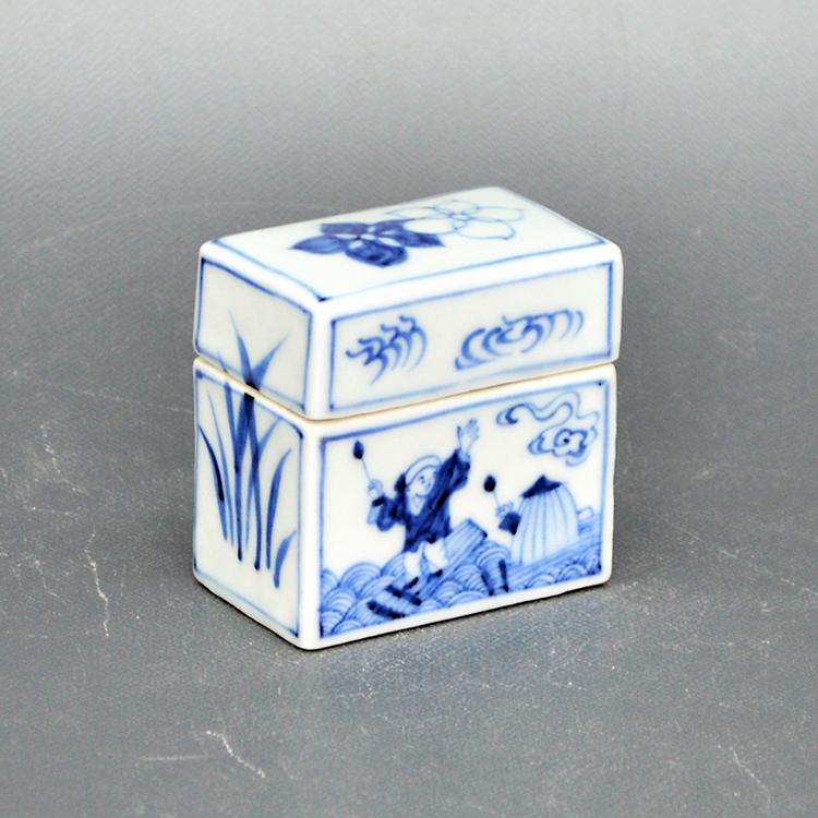 香合 染付 屏風箱 景徳鎮 王懐英作 茶道 茶道具 : 和空間ヤフー