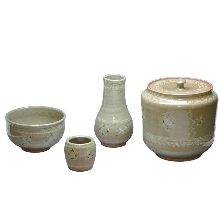 皆具 青磁 雲鶴 中村与平作 茶道 茶道具 : 和空間ヤフーショップ