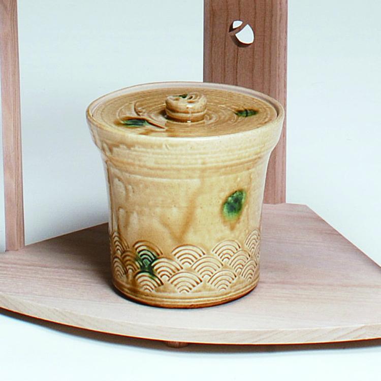 水指 黄瀬戸 青海波末広 松本鉄山作 茶道 茶道具 : 和空間ヤフー